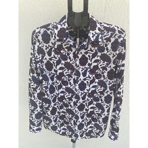 Tasso Elba Men's Dress Shirt Size M Purple Floral Paisley